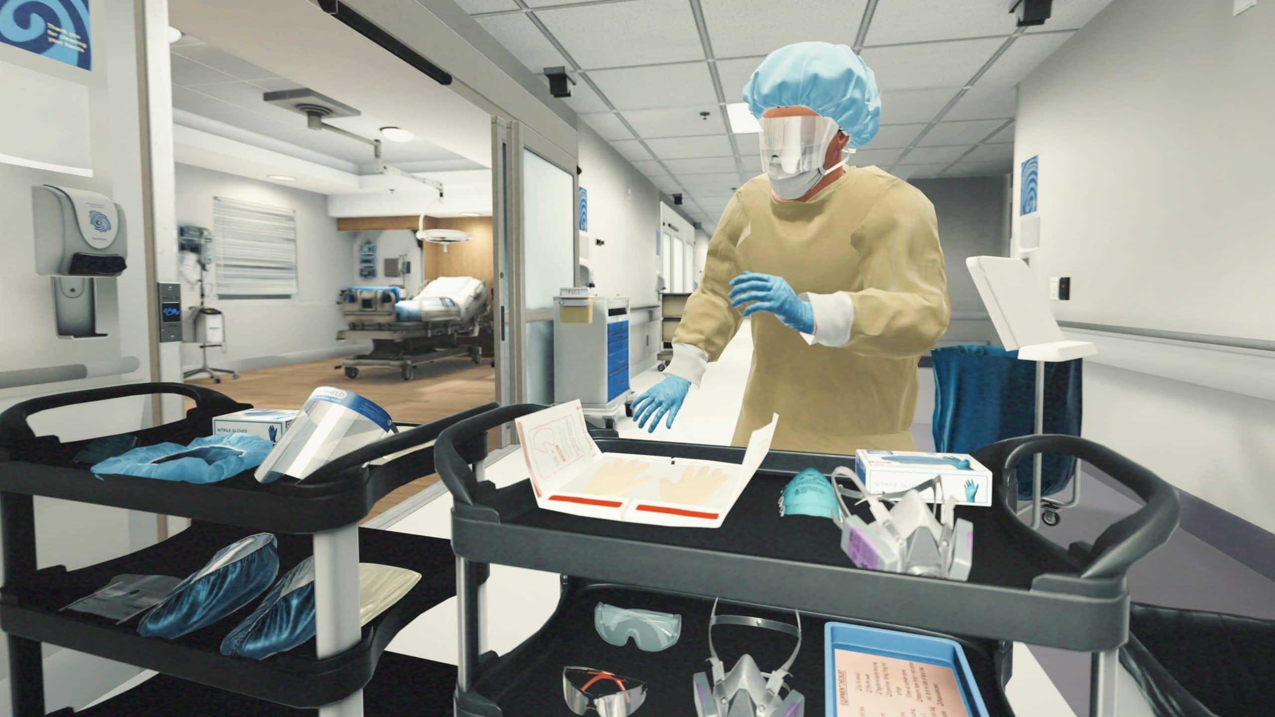 Healthcare worker donning PPE